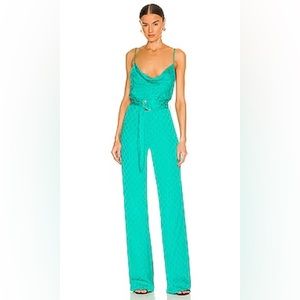 Karina Grimaldi Rocio Jaquard Jumpsuit in Emerald